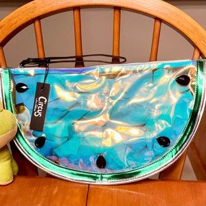 Circus by Sam Edelman Transparent Iridescent Blue and Green Clutch Bag